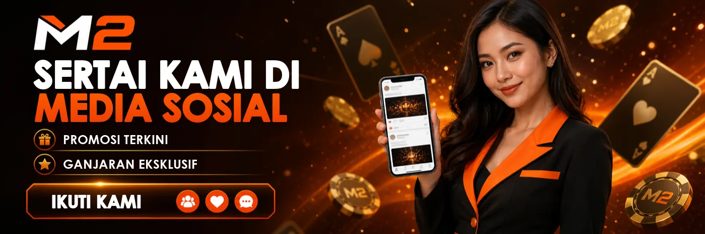 Sepanduk media sosial M2 yang mengajak pengikut mendapatkan promosi terkini dan ganjaran eksklusif