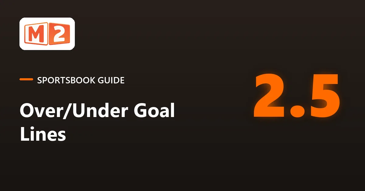 M2 sportsbook guide card: over/under goal lines, with a line of 2.5 goals